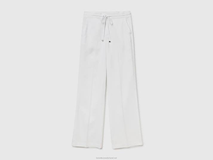 vrouwen Benetton broek van pure lyocell wit 4R62606