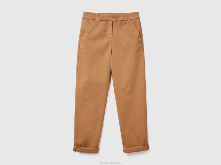 vrouwen Benetton chinobroek van stretchkatoen beige 4R624048