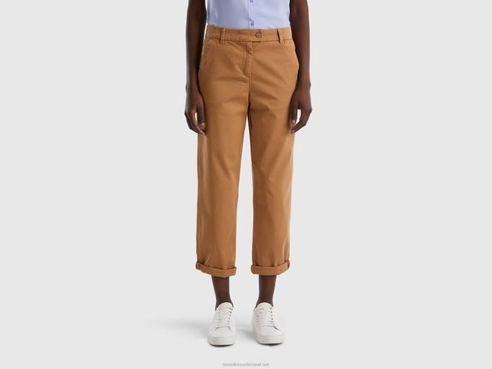 vrouwen Benetton chinobroek van stretchkatoen beige 4R62572