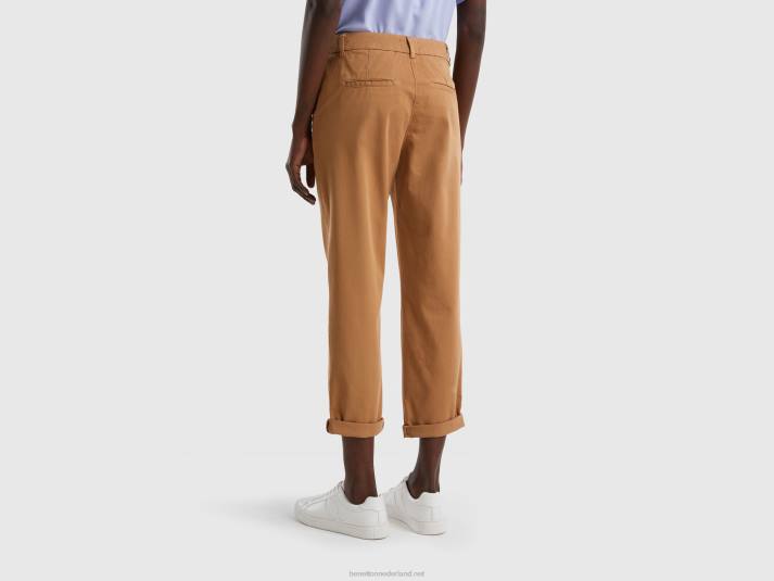 vrouwen Benetton chinobroek van stretchkatoen beige 4R62572