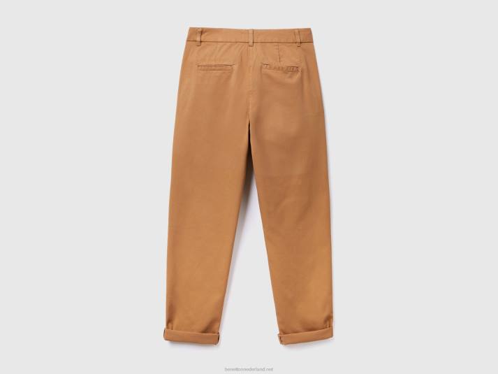 vrouwen Benetton chinobroek van stretchkatoen beige 4R62572