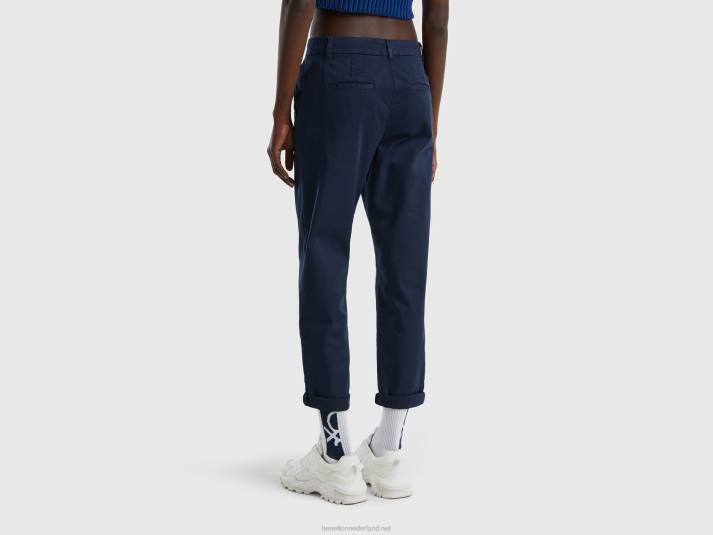vrouwen Benetton chinobroek van stretchkatoen donkerblauw 4R624130