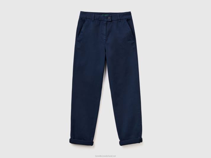 vrouwen Benetton chinobroek van stretchkatoen donkerblauw 4R624130