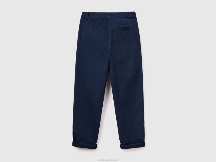 vrouwen Benetton chinobroek van stretchkatoen donkerblauw 4R624130
