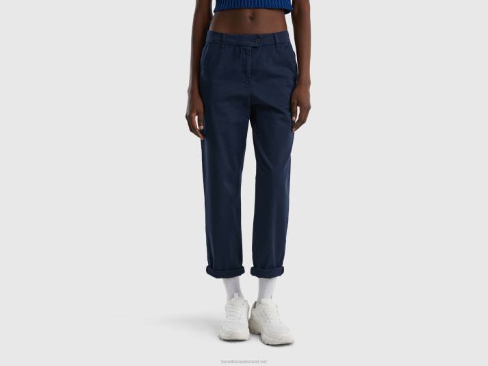vrouwen Benetton chinobroek van stretchkatoen donkerblauw 4R62655
