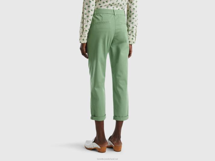 vrouwen Benetton chinobroek van stretchkatoen groente 4R62590