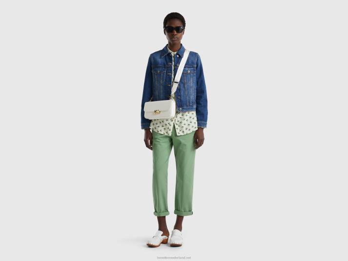 vrouwen Benetton chinobroek van stretchkatoen groente 4R62590