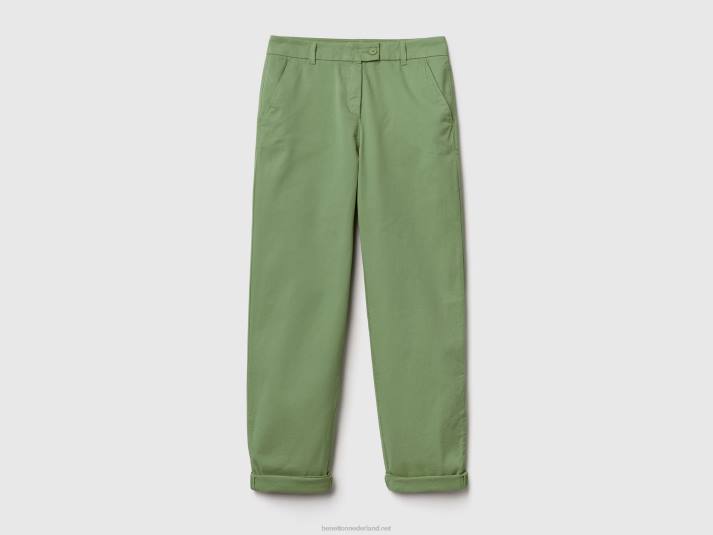 vrouwen Benetton chinobroek van stretchkatoen groente 4R62590
