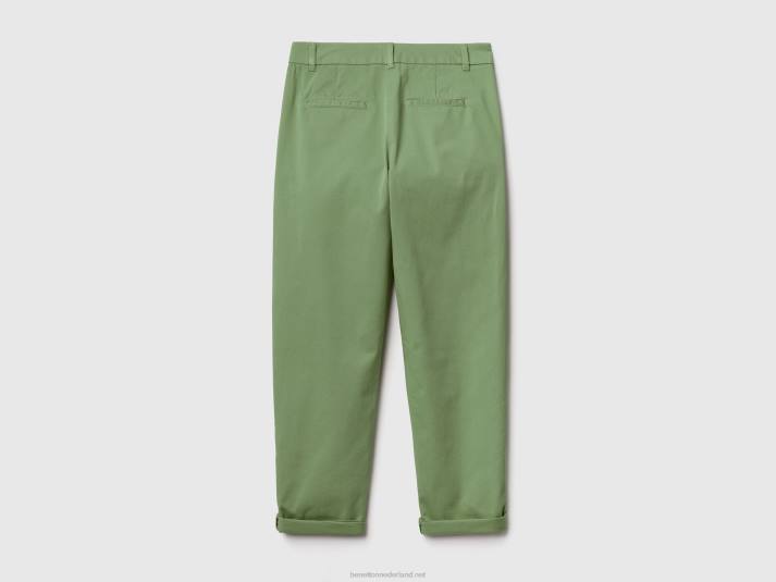 vrouwen Benetton chinobroek van stretchkatoen groente 4R62590