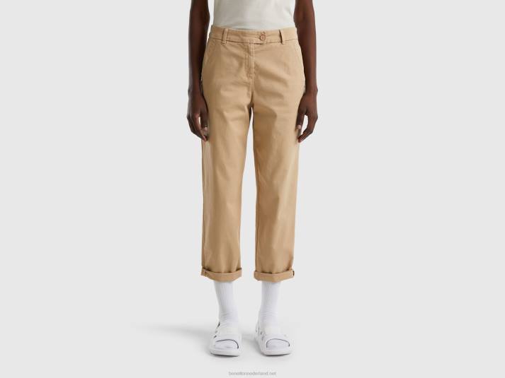 vrouwen Benetton chinobroek van stretchkatoen kameel 4R624040