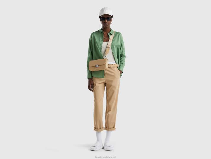 vrouwen Benetton chinobroek van stretchkatoen kameel 4R624040