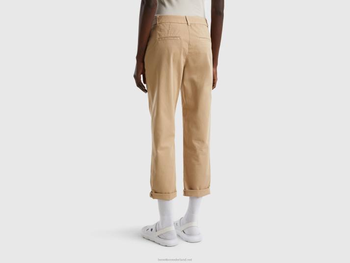 vrouwen Benetton chinobroek van stretchkatoen kameel 4R62583
