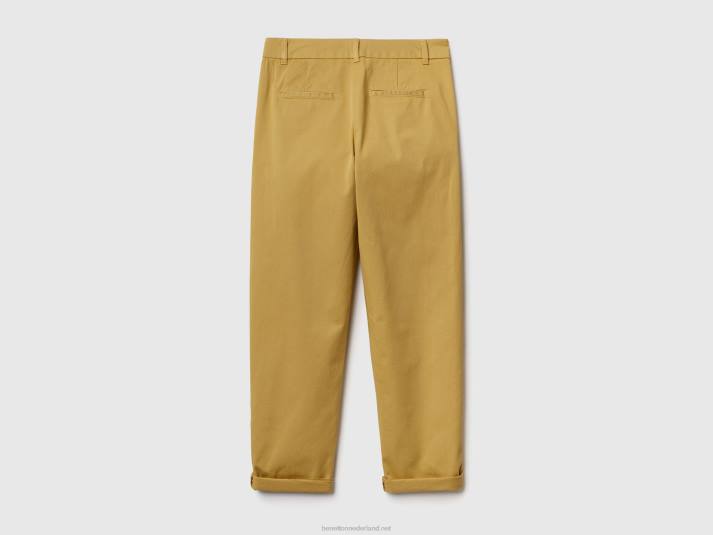 vrouwen Benetton chinobroek van stretchkatoen mosterd 4R624099
