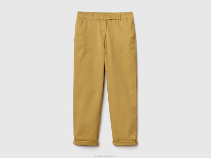 vrouwen Benetton chinobroek van stretchkatoen mosterd 4R62625
