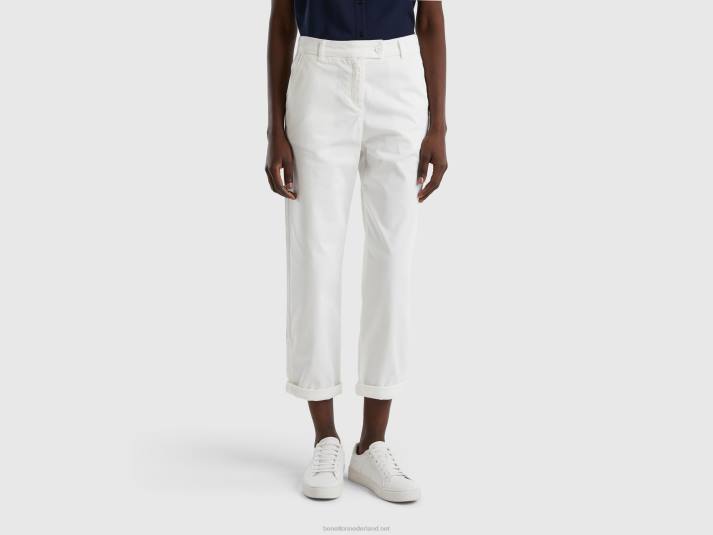 vrouwen Benetton chinobroek van stretchkatoen romig wit 4R62605