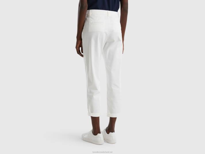 vrouwen Benetton chinobroek van stretchkatoen romig wit 4R62605