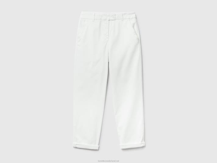 vrouwen Benetton chinobroek van stretchkatoen romig wit 4R62605