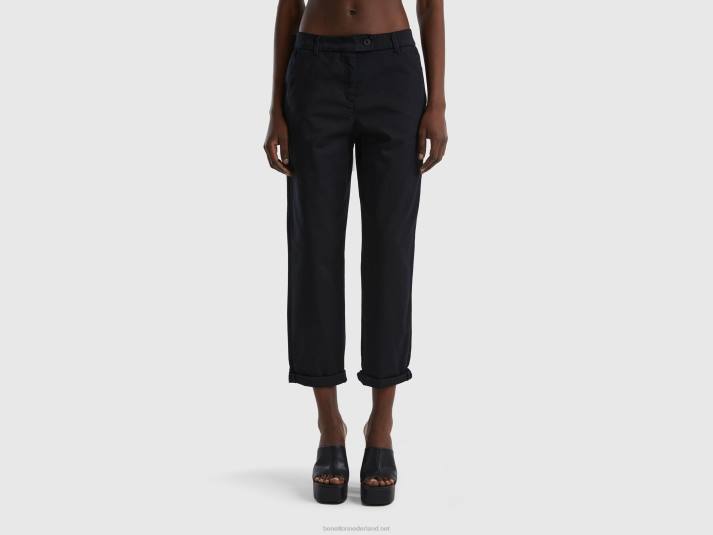 vrouwen Benetton chinobroek van stretchkatoen zwart 4R624105