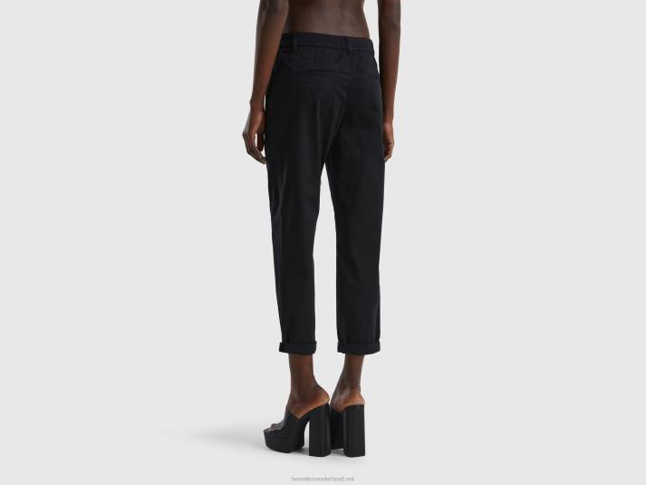 vrouwen Benetton chinobroek van stretchkatoen zwart 4R624105