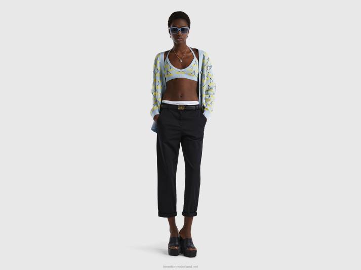 vrouwen Benetton chinobroek van stretchkatoen zwart 4R624105