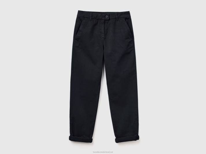 vrouwen Benetton chinobroek van stretchkatoen zwart 4R624105