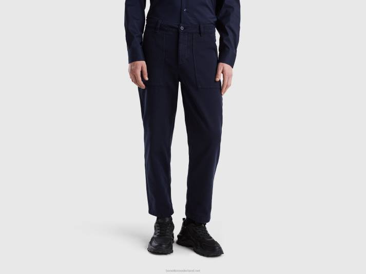 vrouwen Benetton cropped broek met rechte pijpen donkerblauw 4R624623