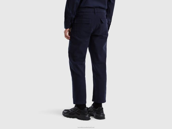 vrouwen Benetton cropped broek met rechte pijpen donkerblauw 4R624623