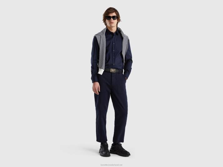 vrouwen Benetton cropped broek met rechte pijpen donkerblauw 4R624623