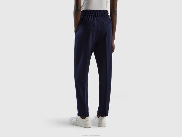 vrouwen Benetton garengeverfde broek met trekkoord donkerblauw 4R624128