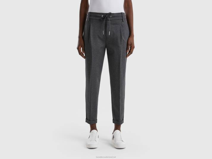 vrouwen Benetton garengeverfde broek met trekkoord grijs 4R62630