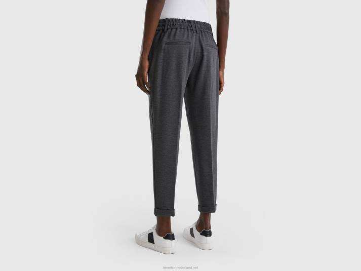 vrouwen Benetton garengeverfde broek met trekkoord grijs 4R62630