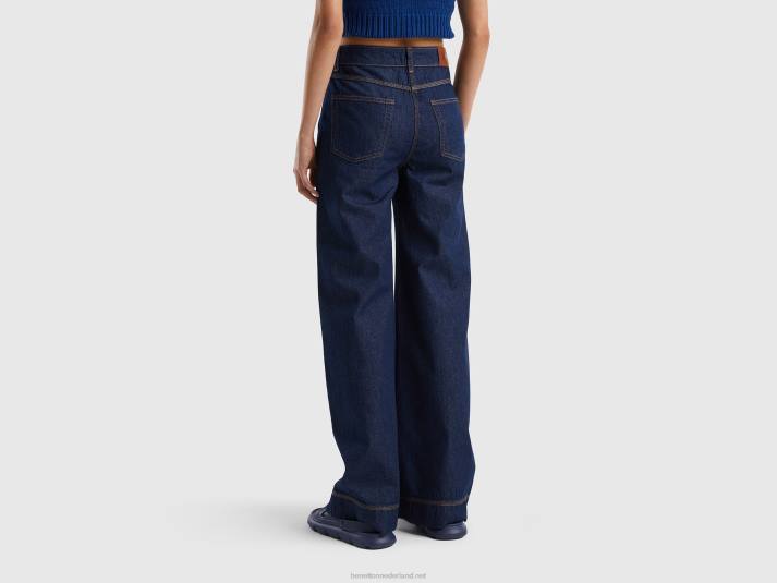 vrouwen Benetton jeansbroek met wijde pijpen donkerblauw 4R62617
