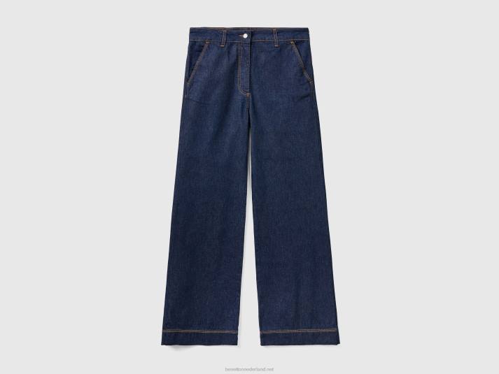 vrouwen Benetton jeansbroek met wijde pijpen donkerblauw 4R62617