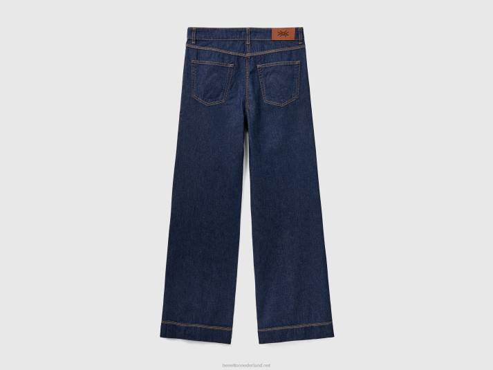 vrouwen Benetton jeansbroek met wijde pijpen donkerblauw 4R62617