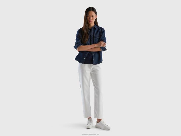 vrouwen Benetton lange momfit broek wit 4R62609