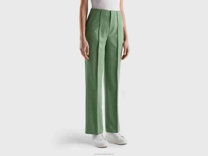 vrouwen Benetton rechte broek met hoge taille groente 4R624092