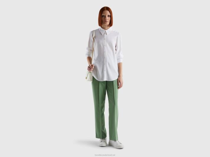 vrouwen Benetton rechte broek met hoge taille groente 4R624092