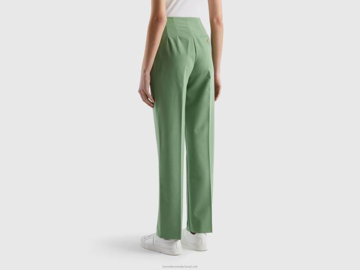 vrouwen Benetton rechte broek met hoge taille groente 4R62615