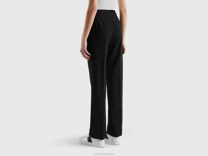 vrouwen Benetton rechte broek met hoge taille zwart 4R624091