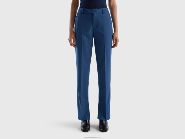 vrouwen Benetton wijde broek met splitten blauw 4R624044