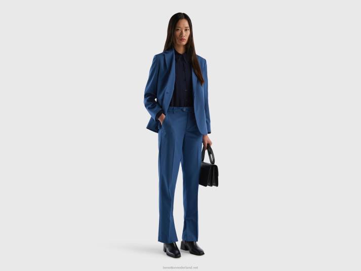 vrouwen Benetton wijde broek met splitten blauw 4R62587