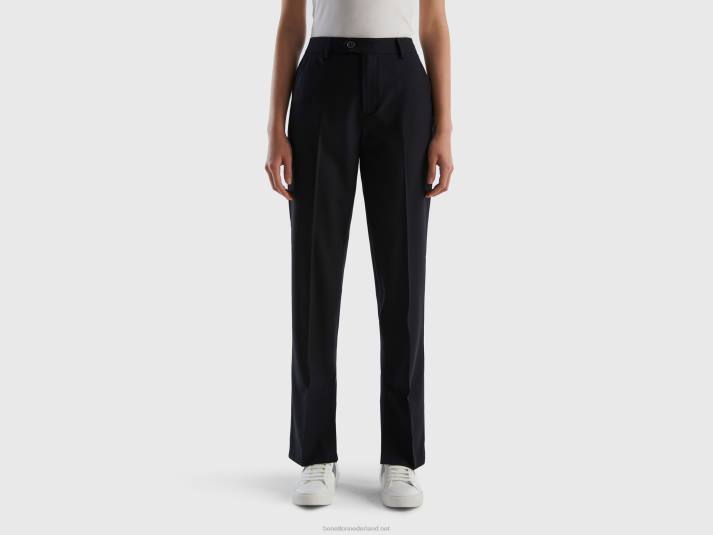 vrouwen Benetton wijde broek met splitten zwart 4R624082