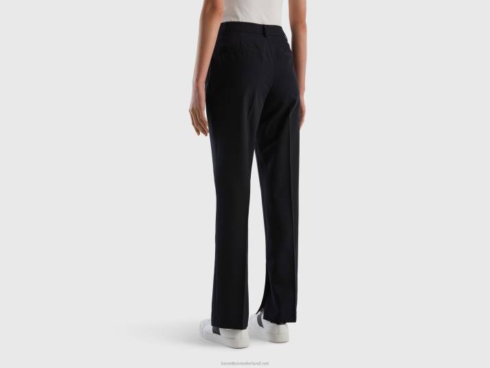vrouwen Benetton wijde broek met splitten zwart 4R624082