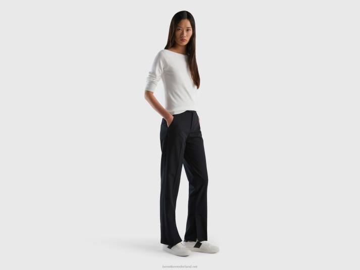 vrouwen Benetton wijde broek met splitten zwart 4R624082