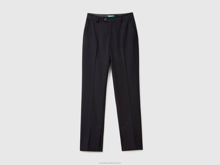 vrouwen Benetton wijde broek met splitten zwart 4R624082