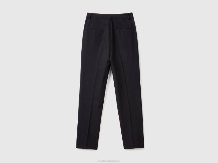 vrouwen Benetton wijde broek met splitten zwart 4R62561