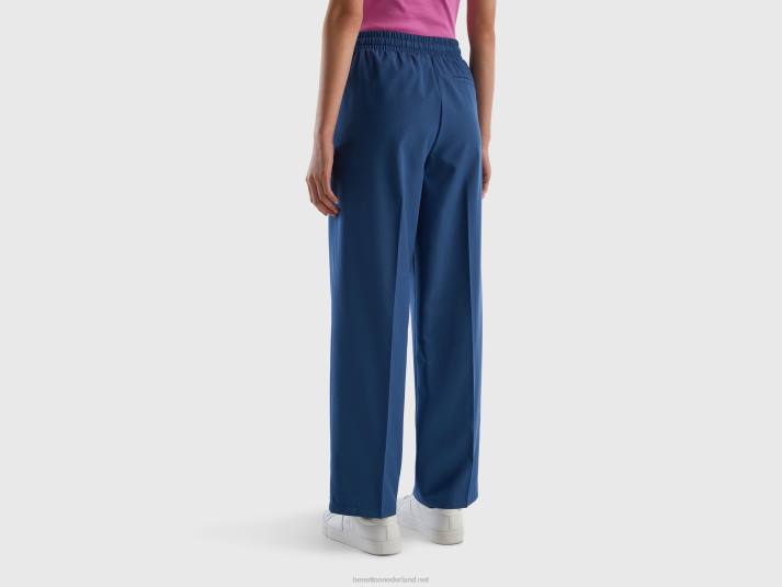vrouwen Benetton zwierige broek met trekkoord blauw 4R624045
