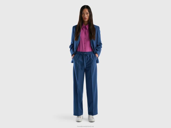 vrouwen Benetton zwierige broek met trekkoord blauw 4R624045