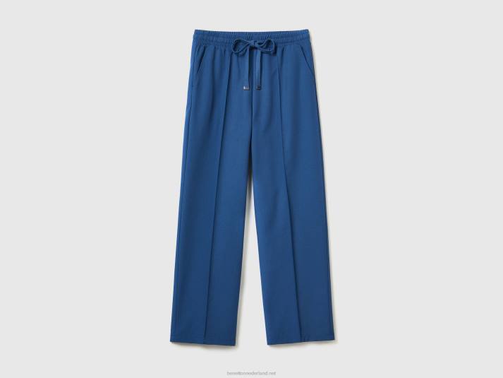 vrouwen Benetton zwierige broek met trekkoord blauw 4R624045