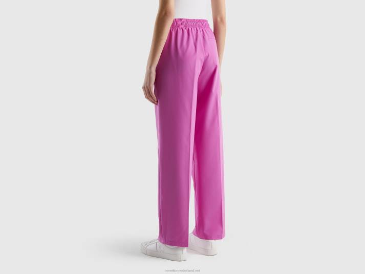 vrouwen Benetton zwierige broek met trekkoord roze 4R624086